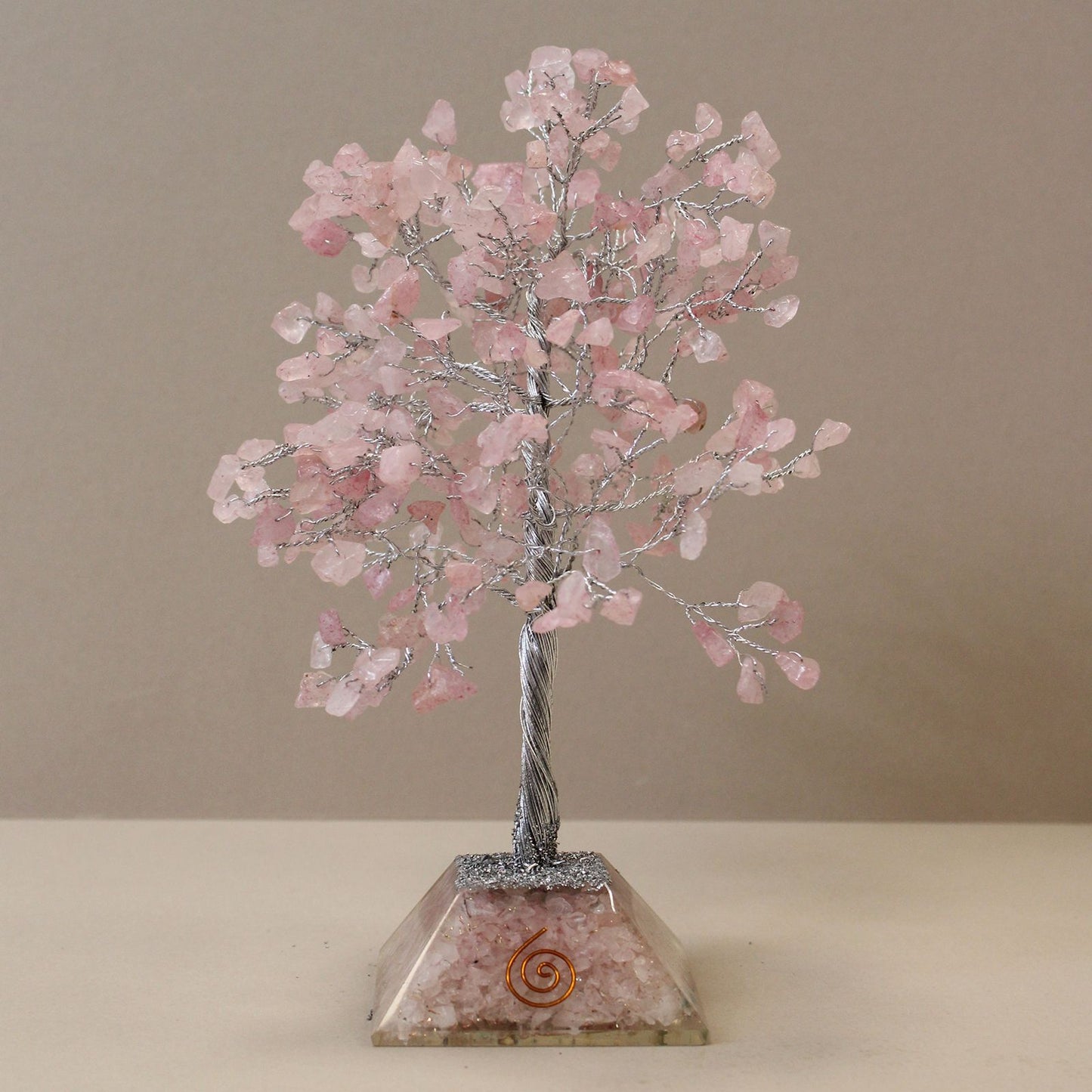 Rose Quartz Gemstone Tree with Organite Base - 320 Stone