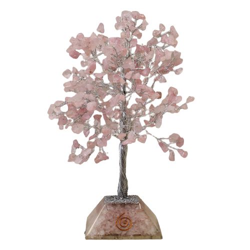 Rose Quartz Gemstone Tree with Organite Base - 320 Stones
