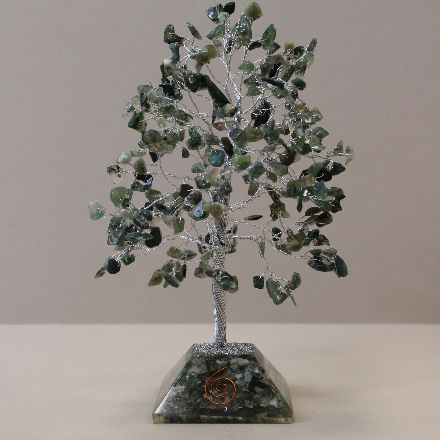 Moss Agate Gemstone Tree with Organite Base - 320 Stone