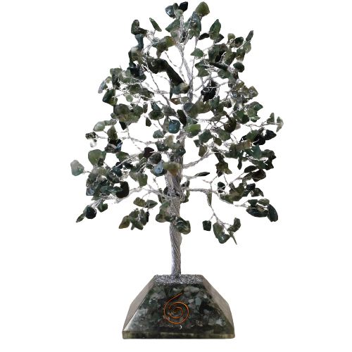 Moss Agate Gemstone Tree with Organite Base - 320 Stone