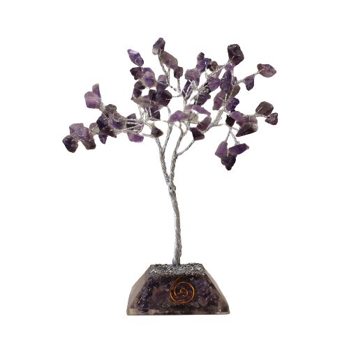 Amethyst Gemstone Tree with Organite Base - 80 Stones