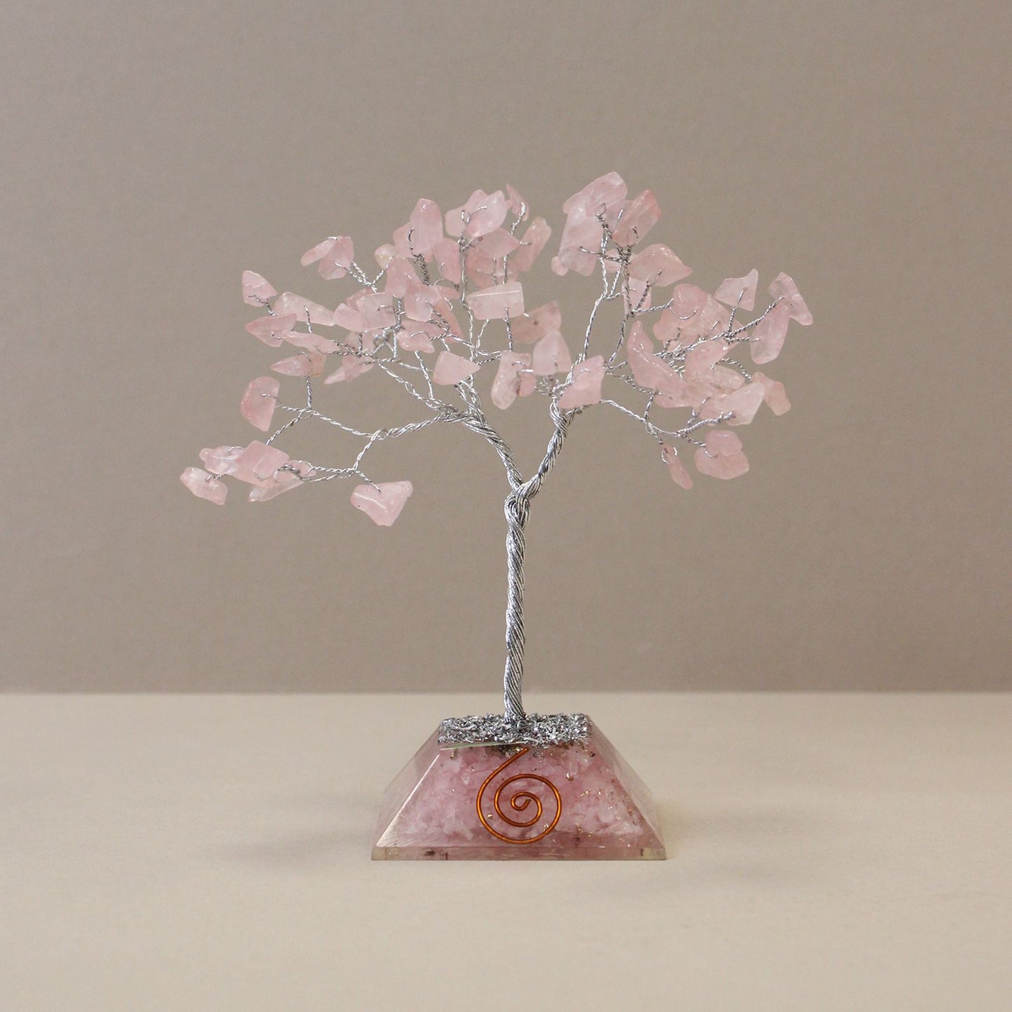 Rose Quartz Gemstone Tree with Organite Base - 80 Stone