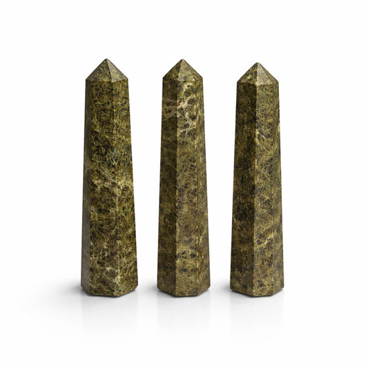 Epidote Gemstone Six Face Obelisk Point approx 11cm