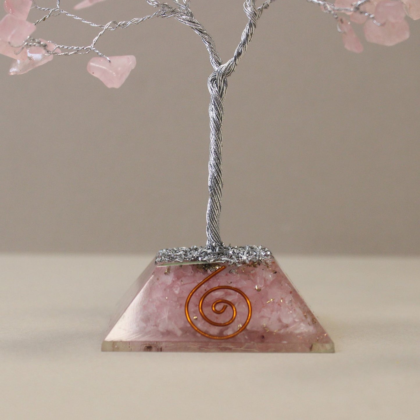 Rose Quartz Gemstone Tree with Organite Base - 80 Stone