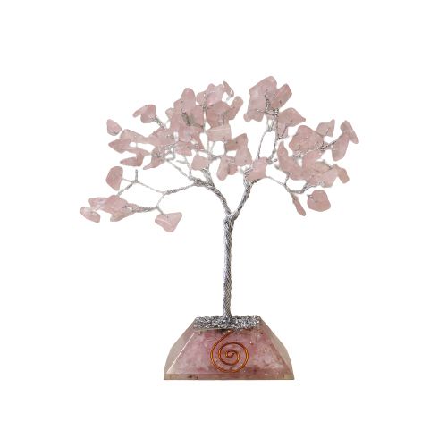 Rose Quartz Gemstone Tree with Organite Base - 80 Stone